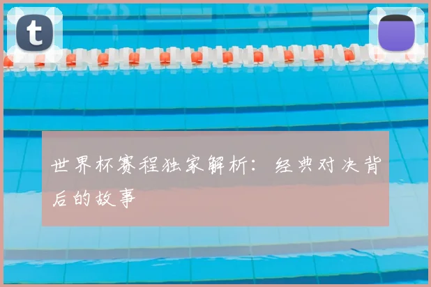 世界杯赛程独家解析:经典对决背后的故事